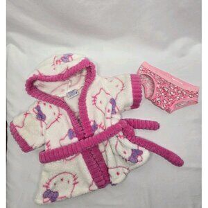 Build a Bear Hello Kitty Pink & White Bathrobe with Belt 2011 And Underwear
